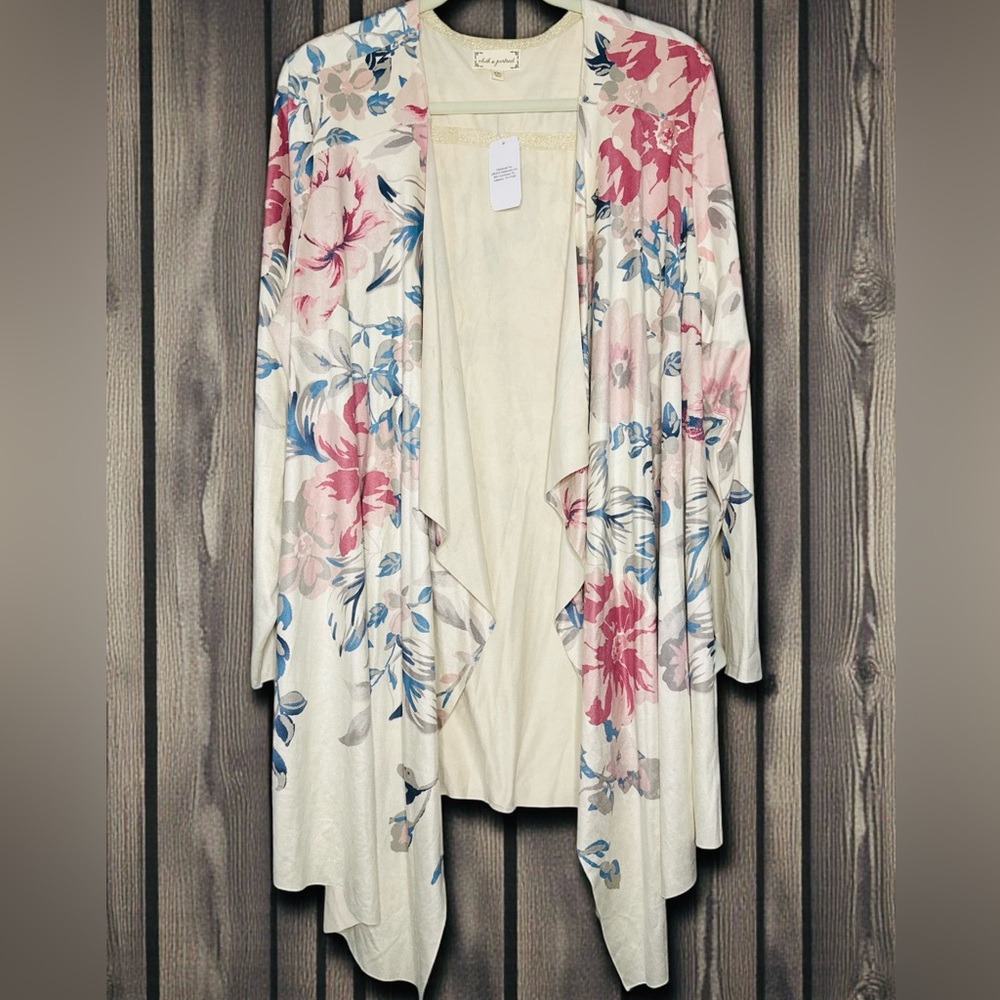 Cloth & Portrait Faux Suede Women’s Sweater Sz XXL Floral Boho